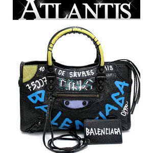 Balenciaga City Graffiti Handbag Leather Black